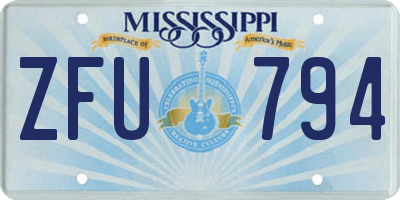 MS license plate ZFU794