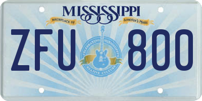 MS license plate ZFU800
