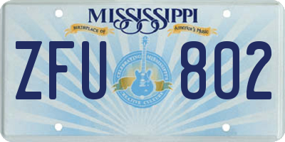 MS license plate ZFU802