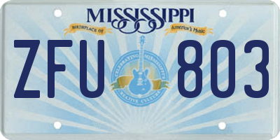 MS license plate ZFU803