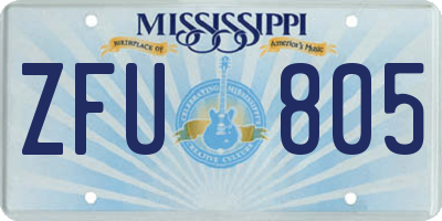 MS license plate ZFU805