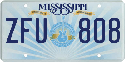 MS license plate ZFU808