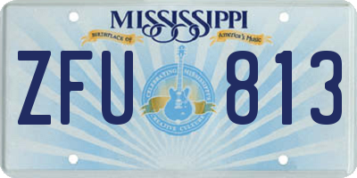 MS license plate ZFU813