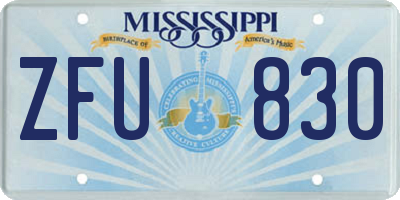 MS license plate ZFU830