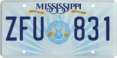 MS license plate ZFU831