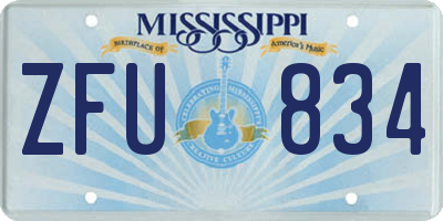 MS license plate ZFU834