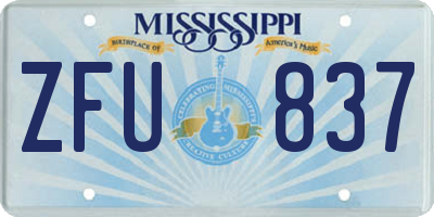 MS license plate ZFU837
