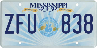 MS license plate ZFU838