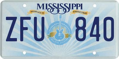 MS license plate ZFU840