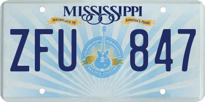 MS license plate ZFU847
