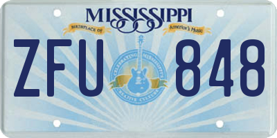 MS license plate ZFU848