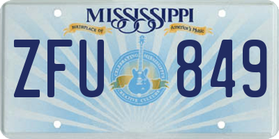 MS license plate ZFU849