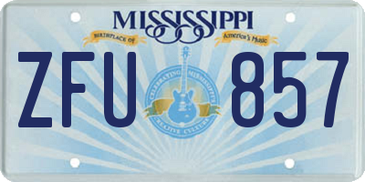 MS license plate ZFU857