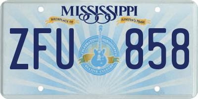 MS license plate ZFU858