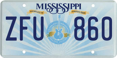 MS license plate ZFU860