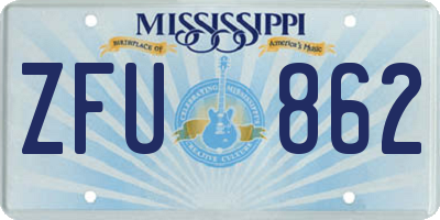 MS license plate ZFU862