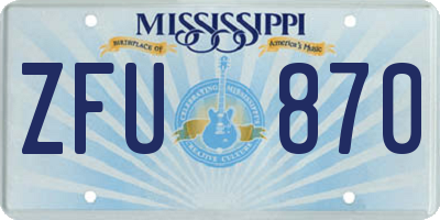 MS license plate ZFU870