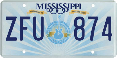 MS license plate ZFU874