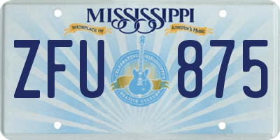 MS license plate ZFU875