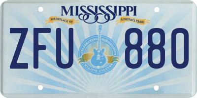 MS license plate ZFU880