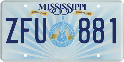 MS license plate ZFU881