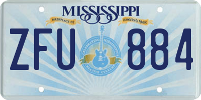 MS license plate ZFU884