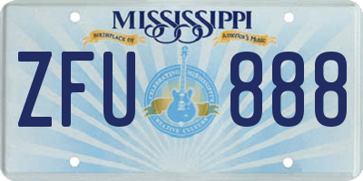 MS license plate ZFU888
