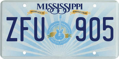 MS license plate ZFU905