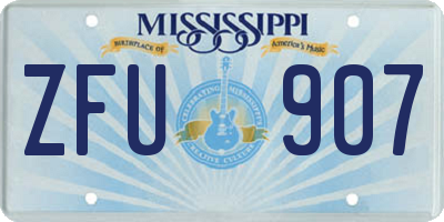 MS license plate ZFU907