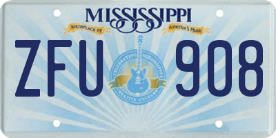 MS license plate ZFU908