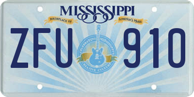MS license plate ZFU910