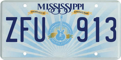 MS license plate ZFU913