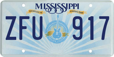MS license plate ZFU917