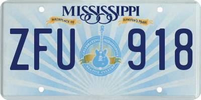 MS license plate ZFU918