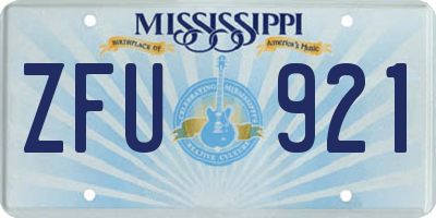 MS license plate ZFU921