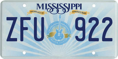 MS license plate ZFU922