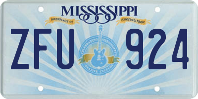 MS license plate ZFU924