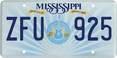 MS license plate ZFU925