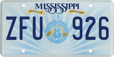 MS license plate ZFU926
