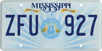MS license plate ZFU927