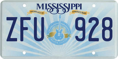 MS license plate ZFU928