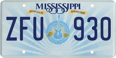 MS license plate ZFU930
