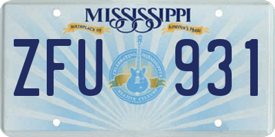 MS license plate ZFU931