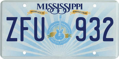 MS license plate ZFU932