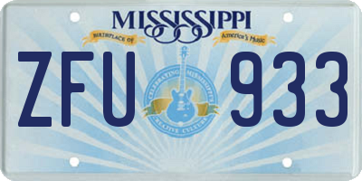 MS license plate ZFU933