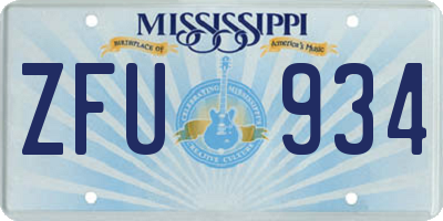 MS license plate ZFU934