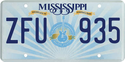 MS license plate ZFU935