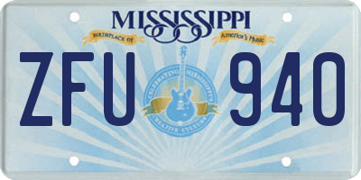 MS license plate ZFU940