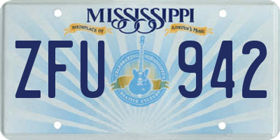 MS license plate ZFU942