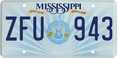 MS license plate ZFU943